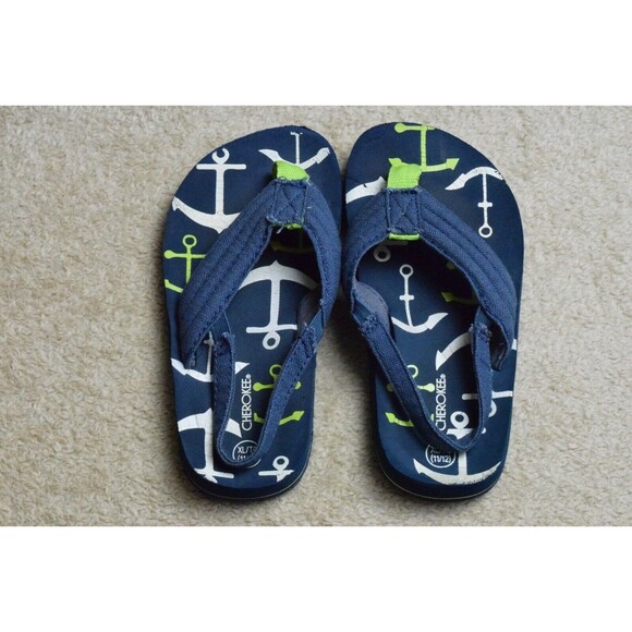 Cherokee Boy's XL 11/12 Sandals Anchors Nautical - Picture 1 of 2